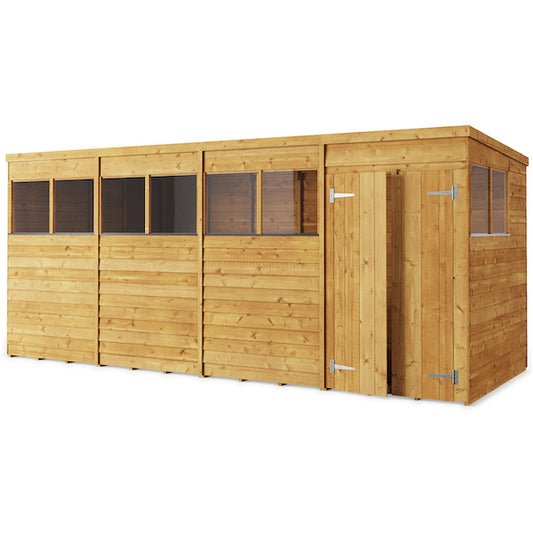 Storemore Large Overlap Pent Wooden Shed with Windows