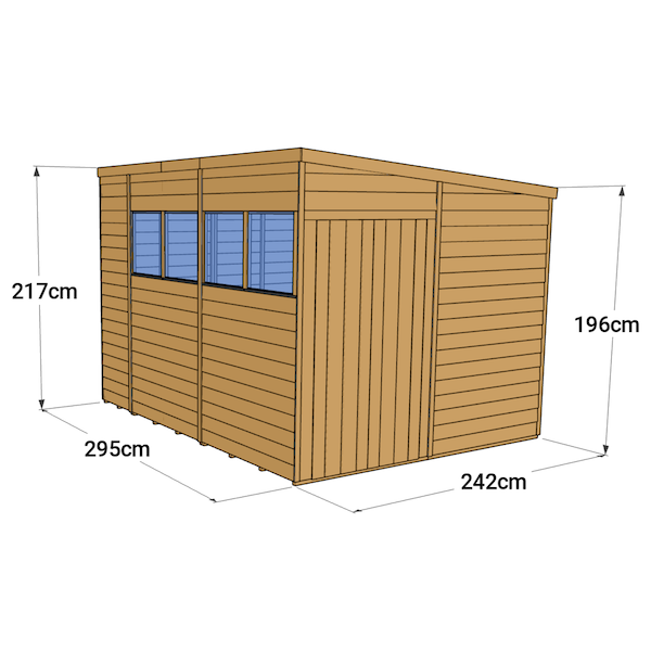 Storemore Overlap Pent Wooden Shed with Windows