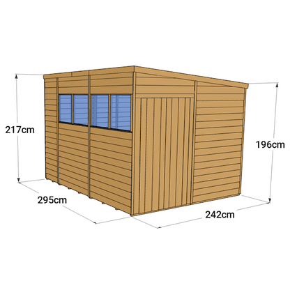 Storemore Overlap Pent Wooden Shed with Windows