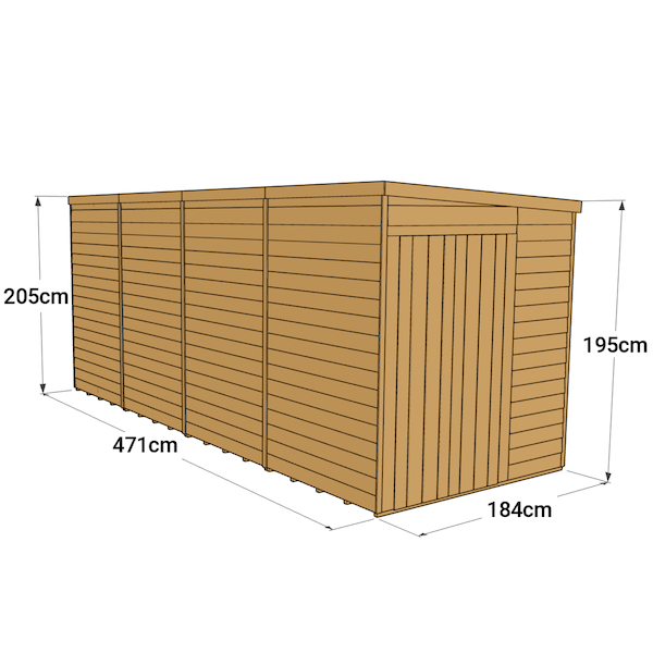 Storemore Large Overlap Pent Wooden Shed