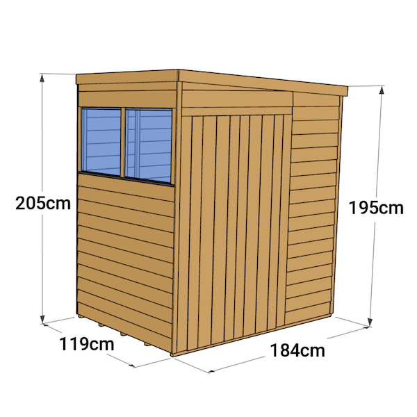 Storemore Overlap Pent Wooden Shed with Windows