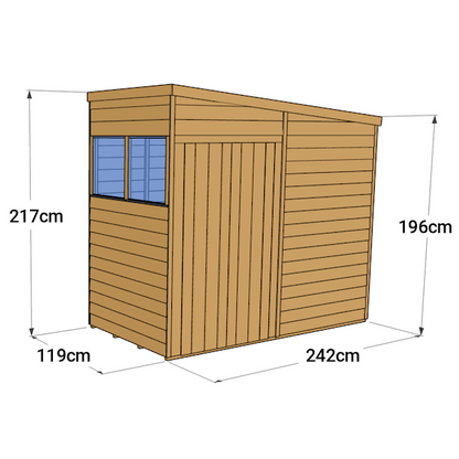 Storemore Overlap Pent Wooden Shed with Windows
