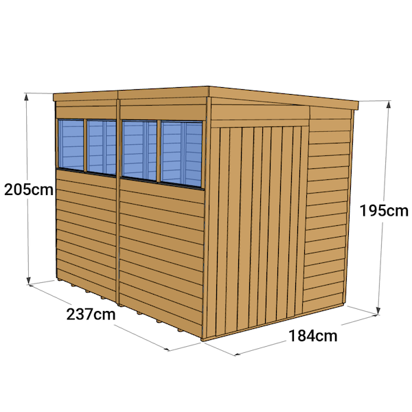 Storemore Overlap Pent Wooden Shed with Windows