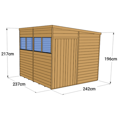 Storemore Overlap Pent Wooden Shed with Windows